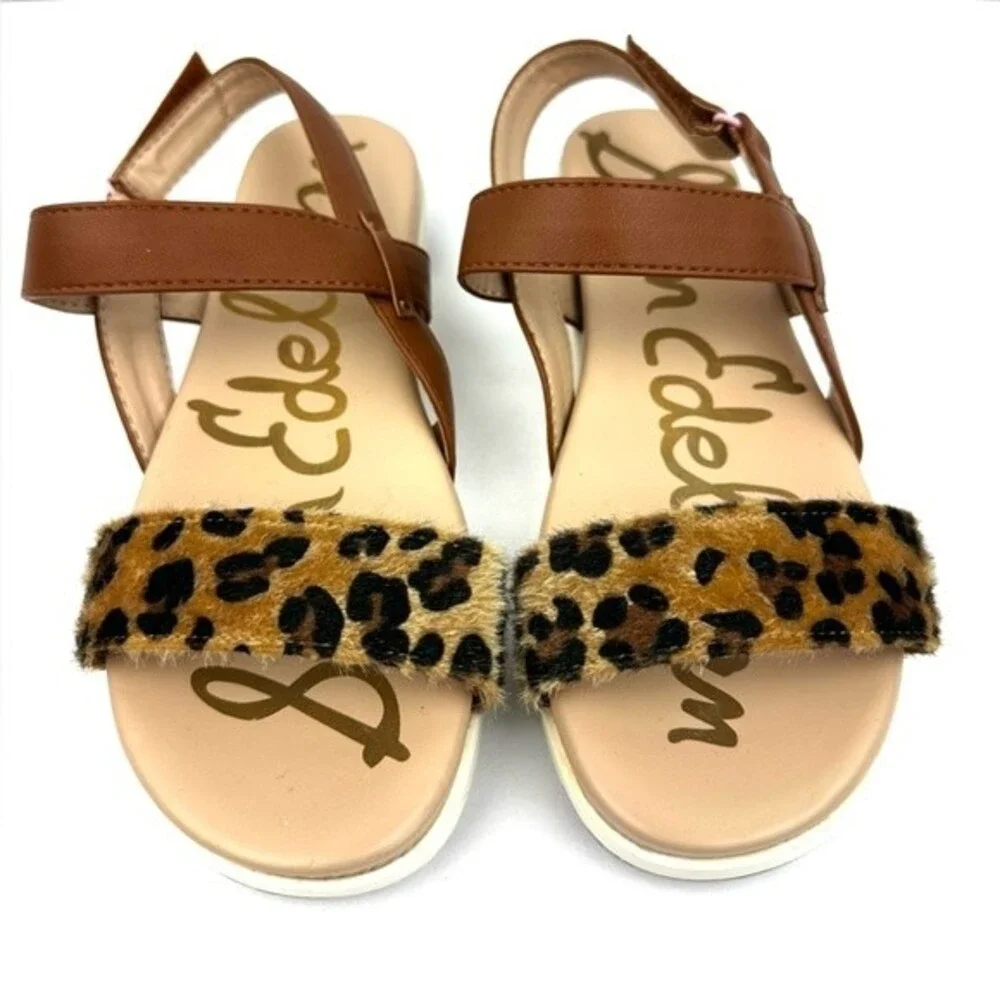 NWOT Sam Edelman Audrea Dionne Sandal Girls Sz 4 Leopard/Brown Strappy Sandal